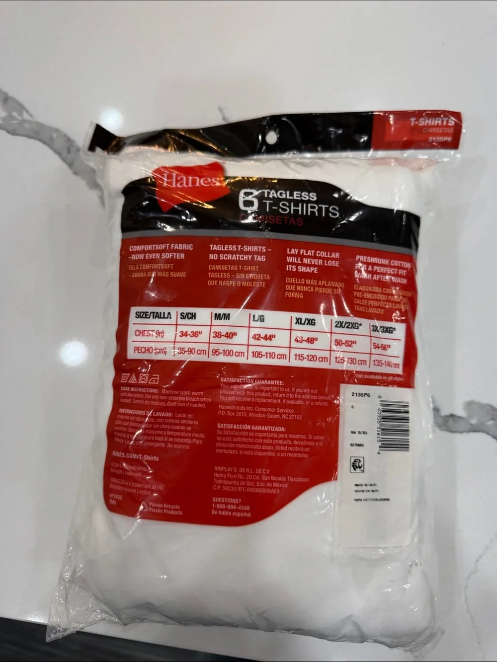 Hanes White 6-Pack Tagless ComfortSoft T-Shirts